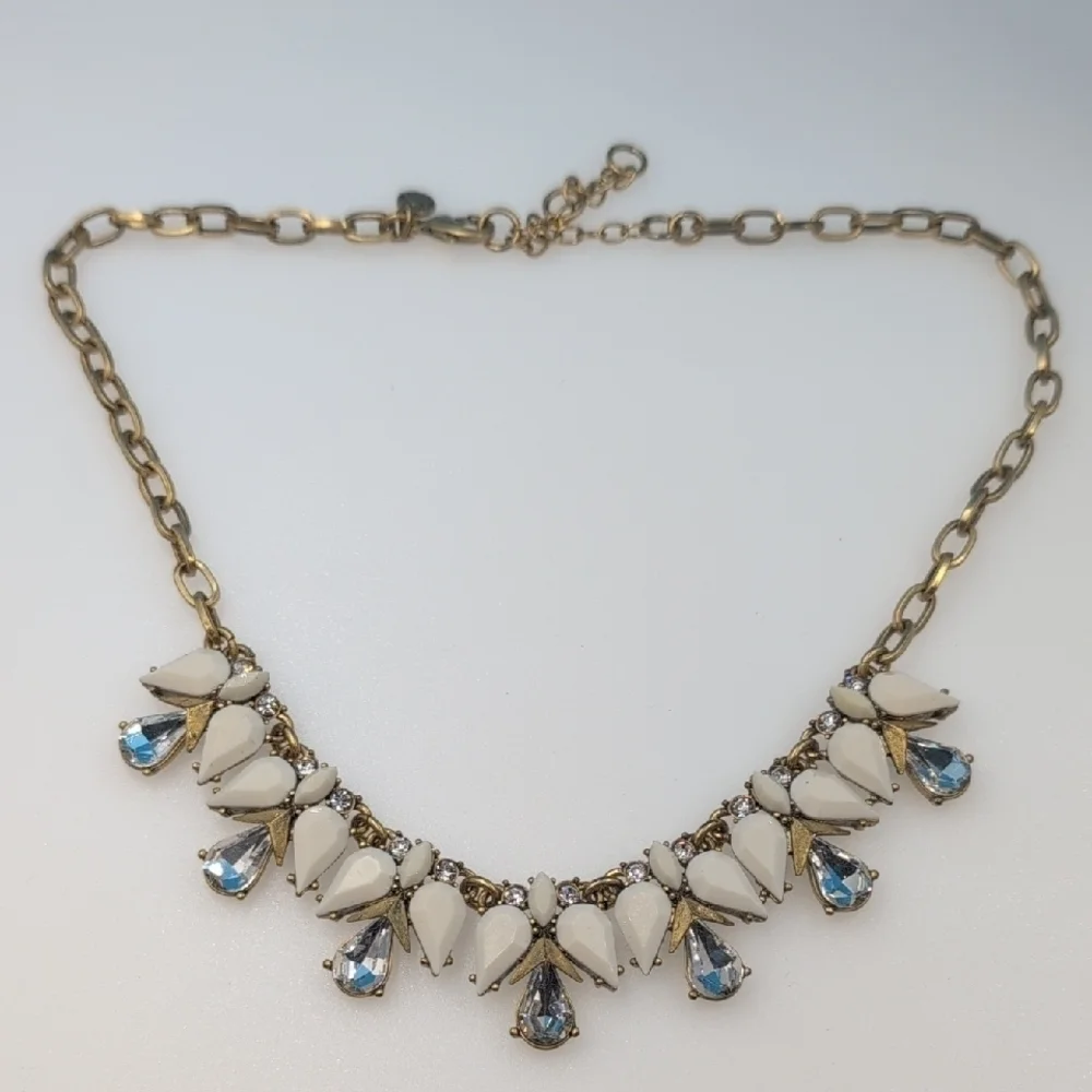 J. Crew Gold and White Teardrop Necklace